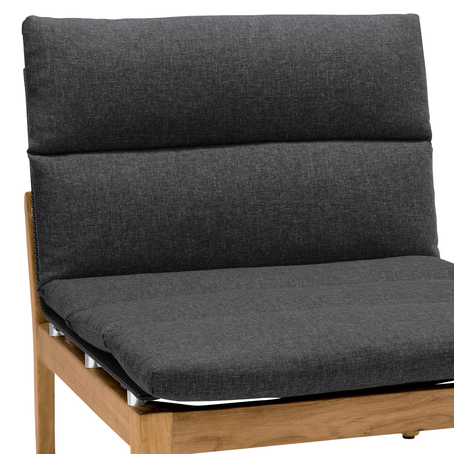 Arno Outdoor Modular Teak Wood Lounge Chair with Charcoal Olefin