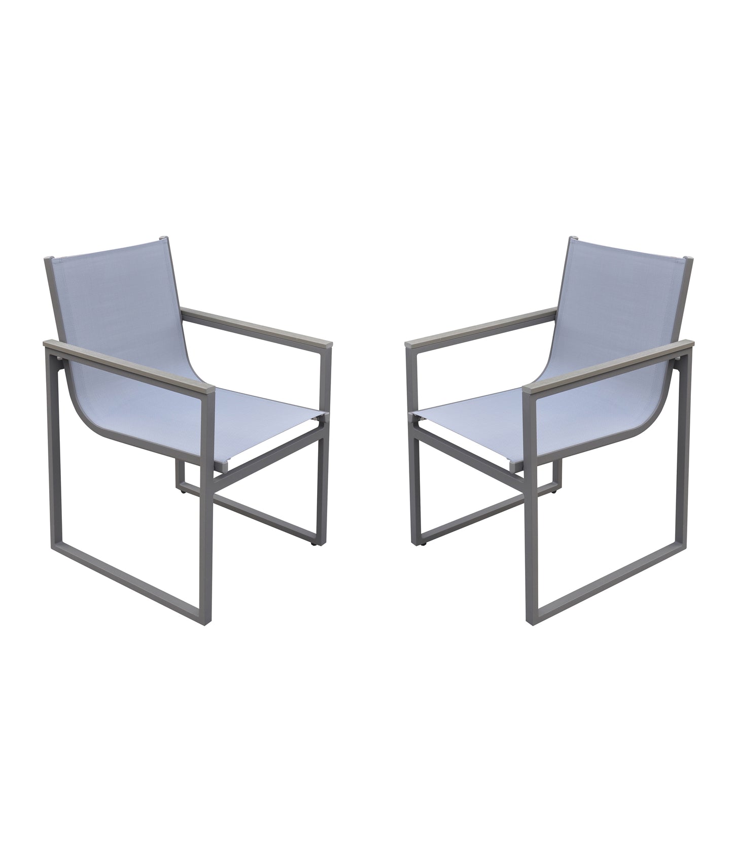 Bistro Patio Dining Chair in Grey Powder Coated Finish - Set of 2