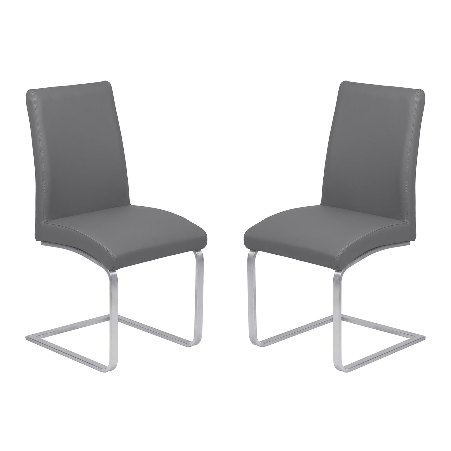 Blanca Contemporary Dining Chair in Gray Faux Leather - Set of 2