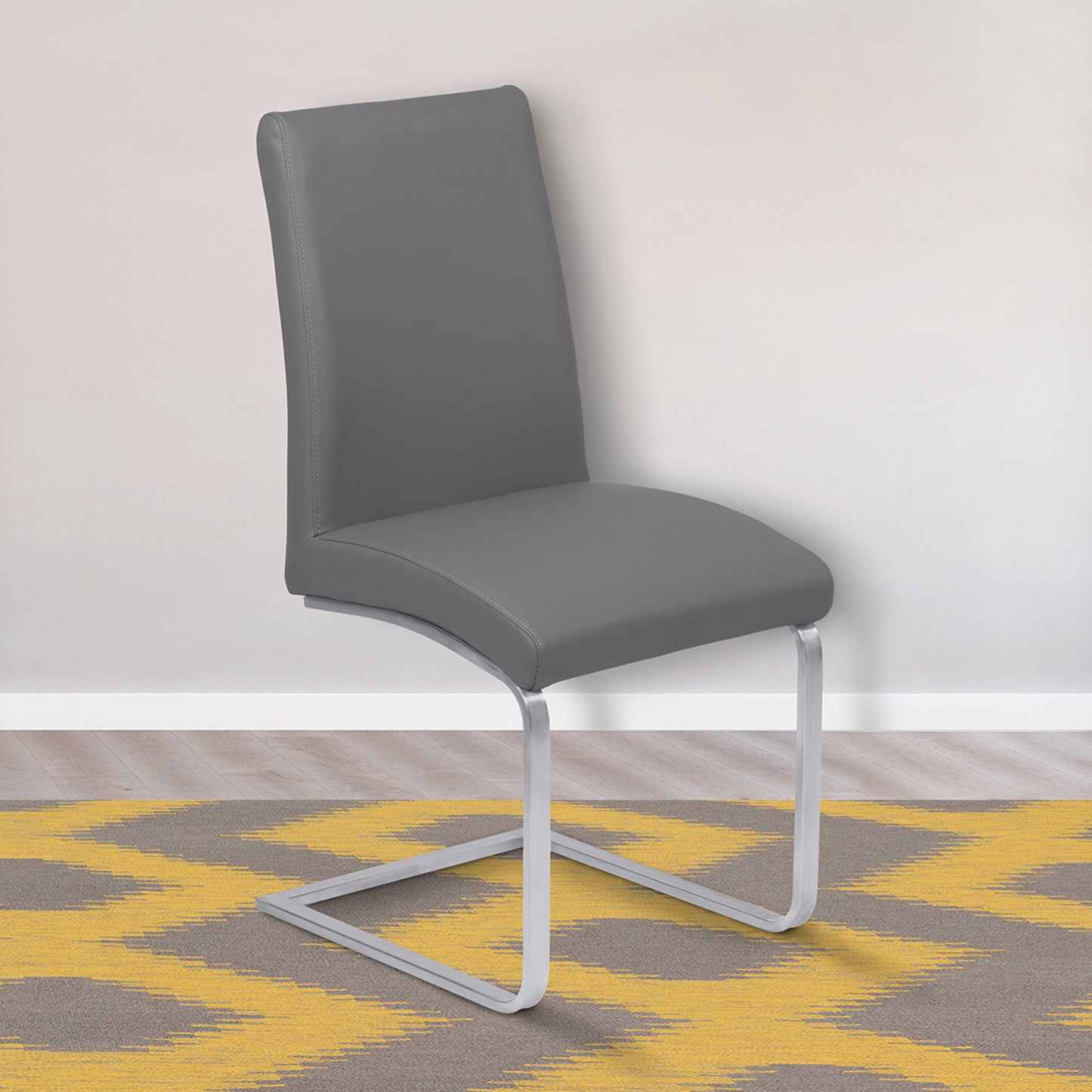 Blanca Contemporary Dining Chair in Gray Faux Leather - Set of 2