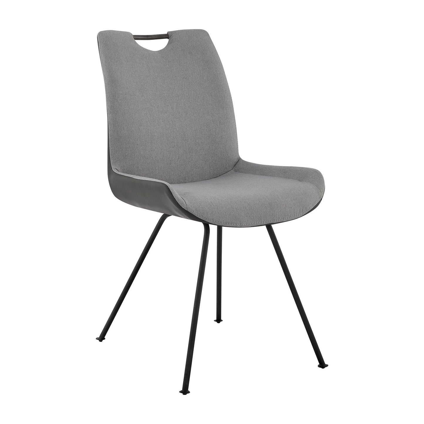 Coronado Contemporary Dining Chair in Gray and Pewter Fabric - Set of 2