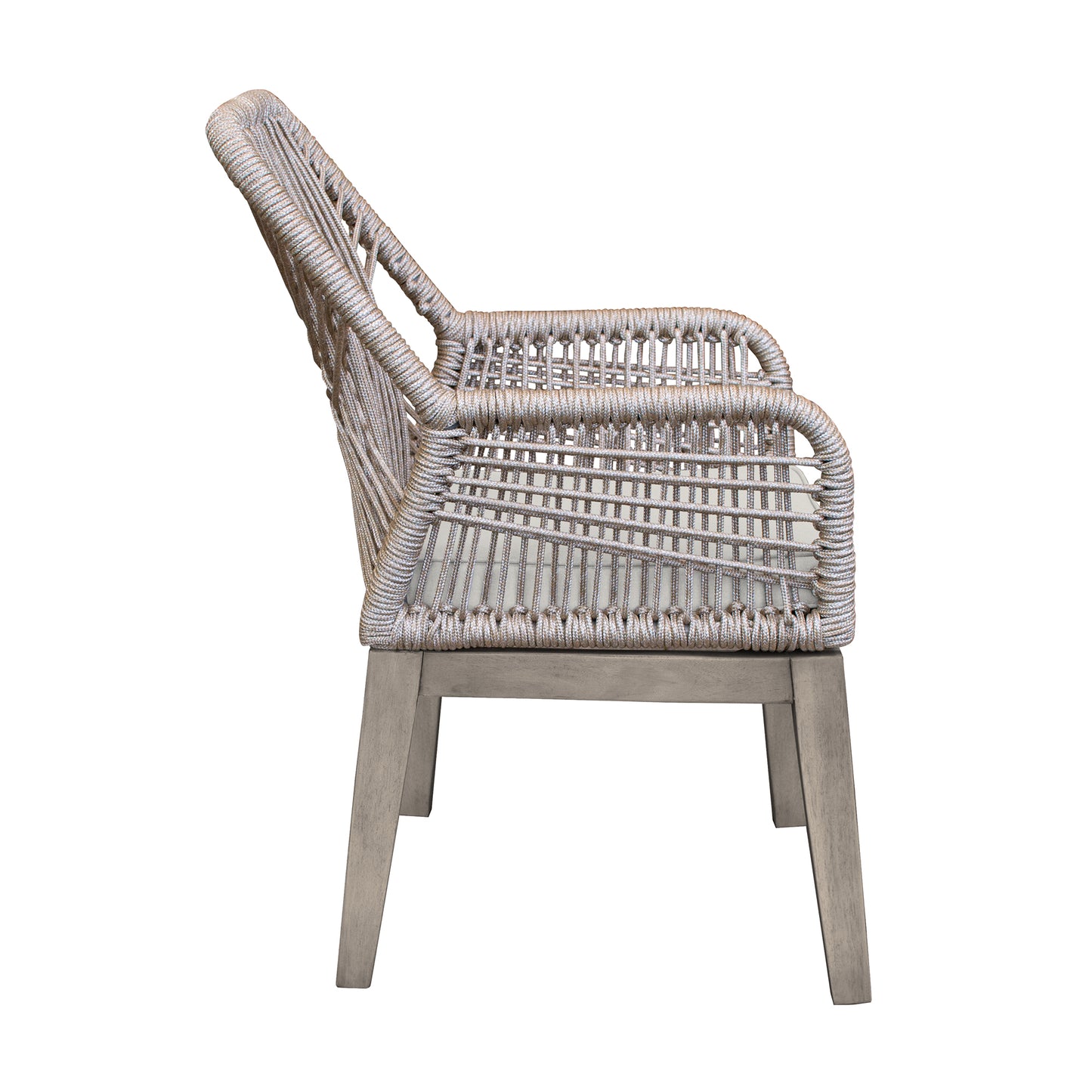 Costa Patio Dining Chairs with Arms in Grey Acacia Wood and Rope - Set of 2