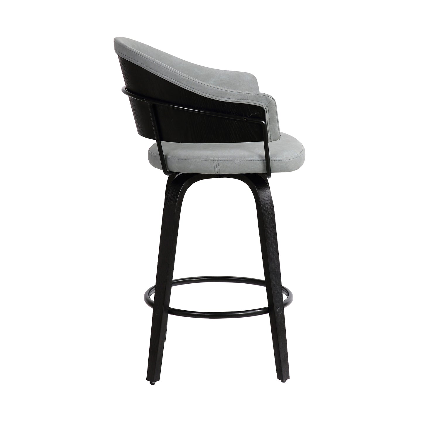 Doral 26" Dark Gray Faux Leather Barstool in Black Powder Coated Finish