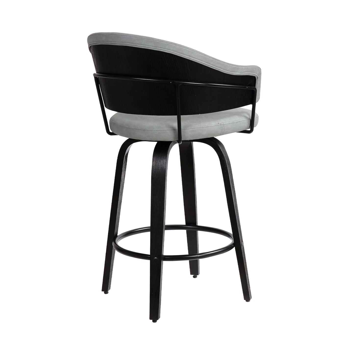 Doral 26" Dark Gray Faux Leather Barstool in Black Powder Coated Finish