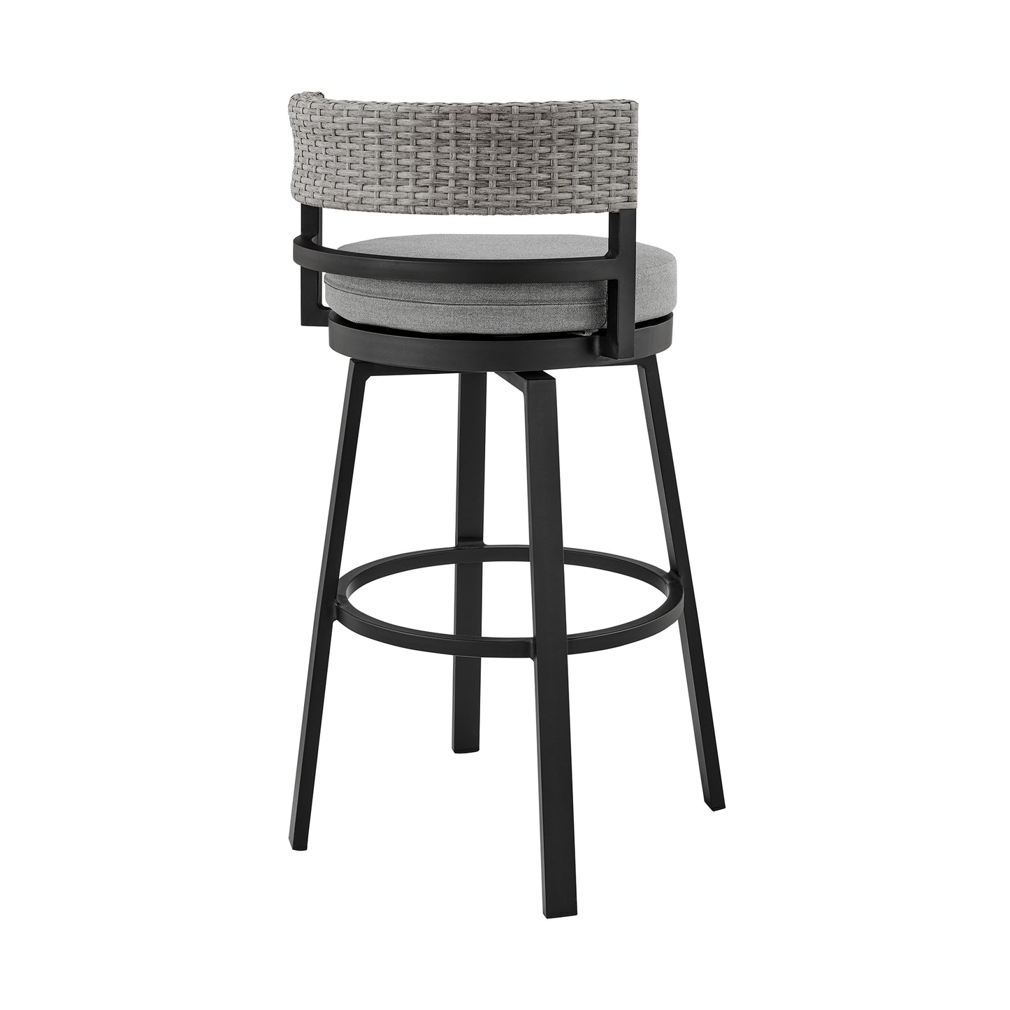Encinitas Patio Counter Height Swivel Bar Stool in Aluminum and Wicker