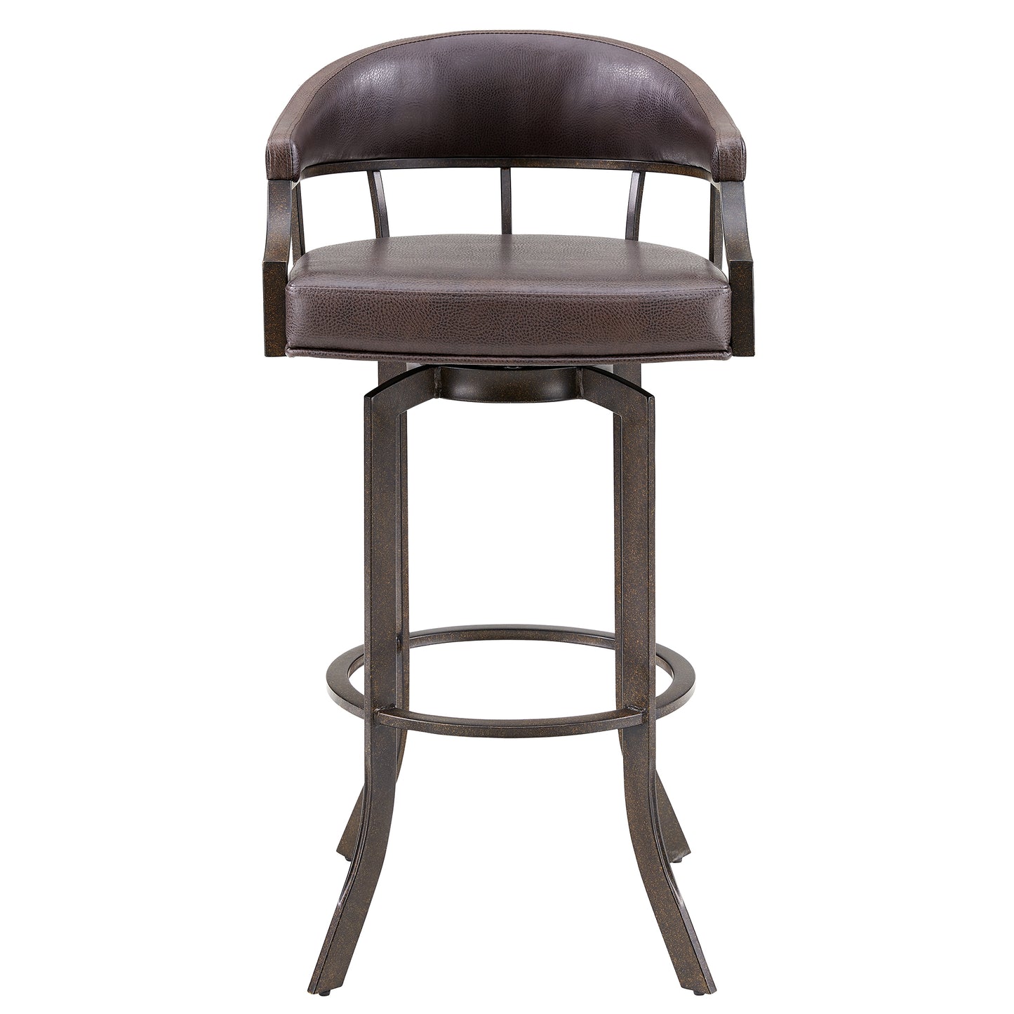 Edy Swivel 26" Auburn Bay and Brown Faux Leather Bar Stool
