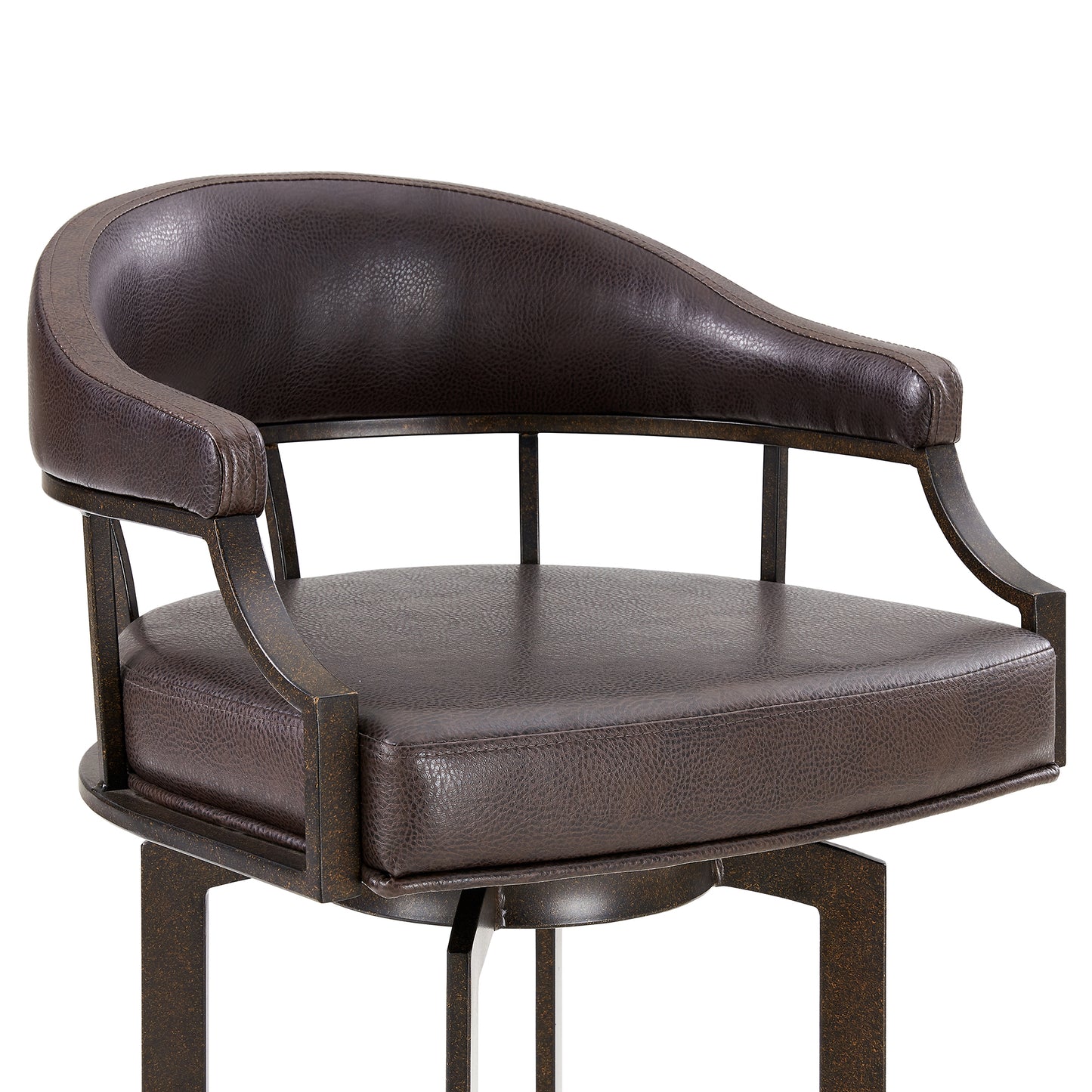 Edy Swivel 26" Auburn Bay and Brown Faux Leather Bar Stool