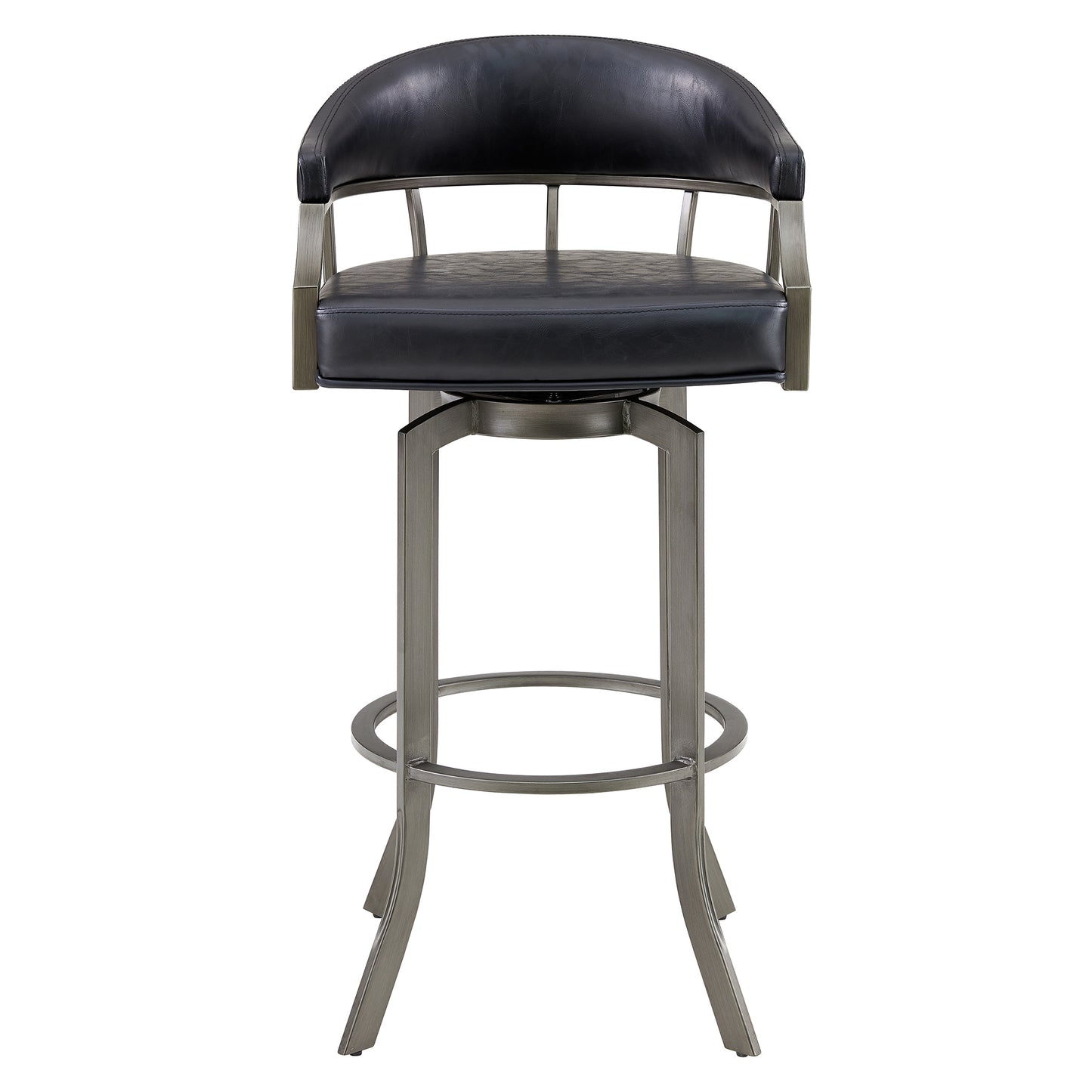 Edy Swivel 30" Mineral Finish and Black Faux Leather Bar Stool