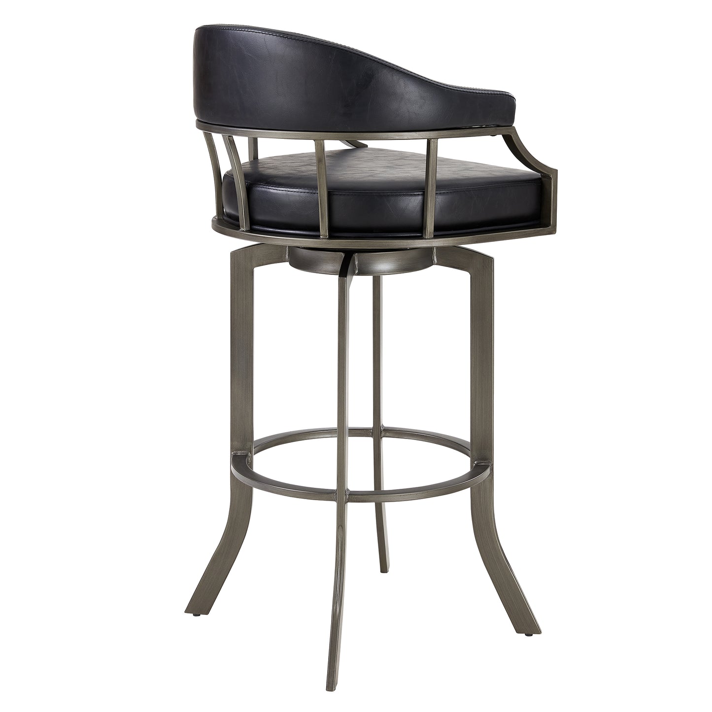 Edy Swivel 30" Mineral Finish and Black Faux Leather Bar Stool