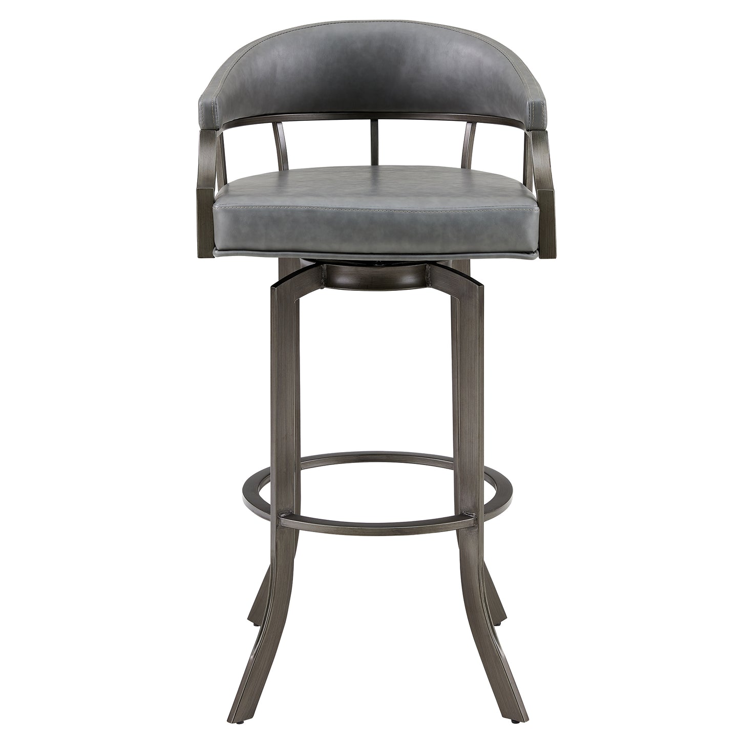 Edy Swivel 26" Mineral Finish and Gray Faux Leather Bar Stool