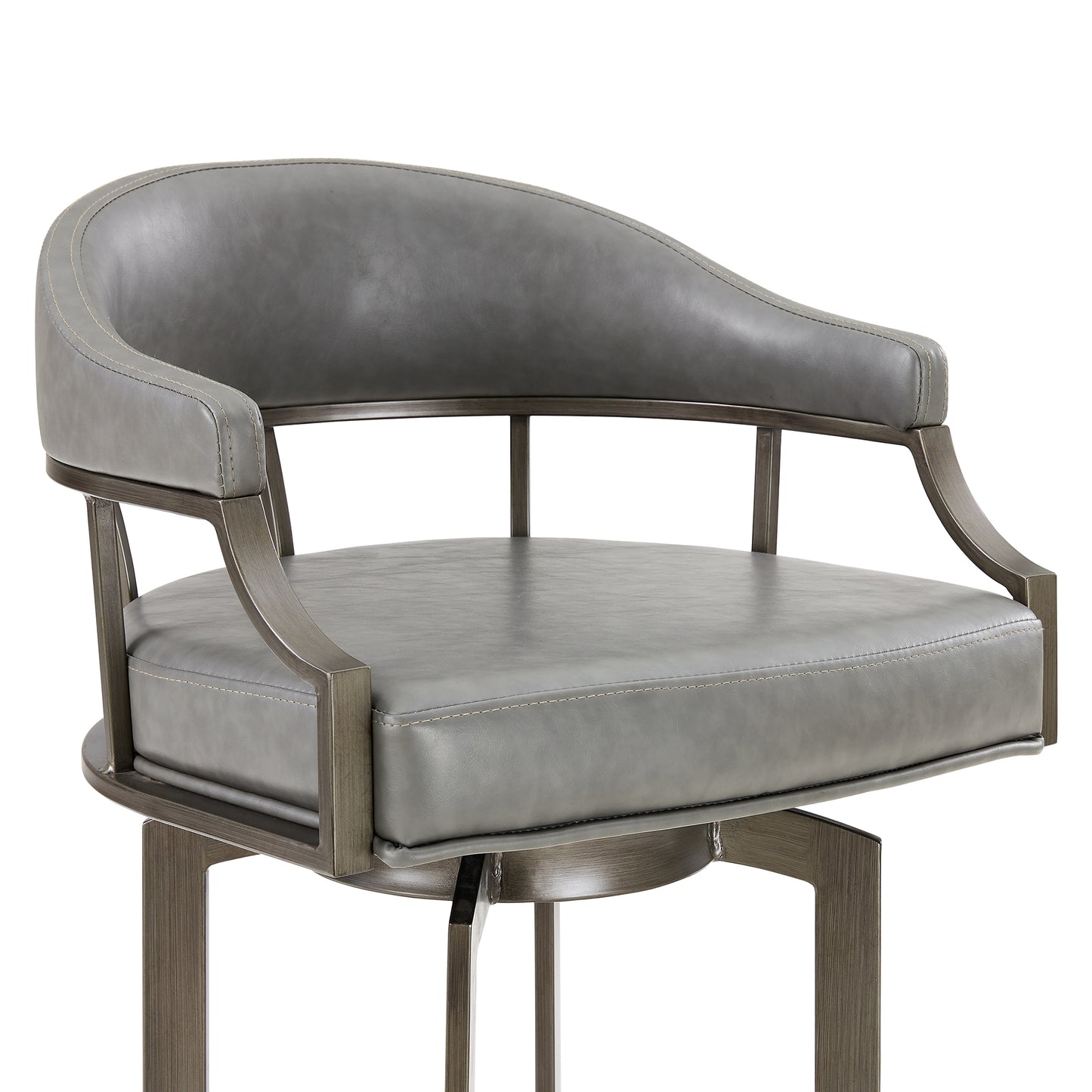 Edy Swivel 26" Mineral Finish and Gray Faux Leather Bar Stool