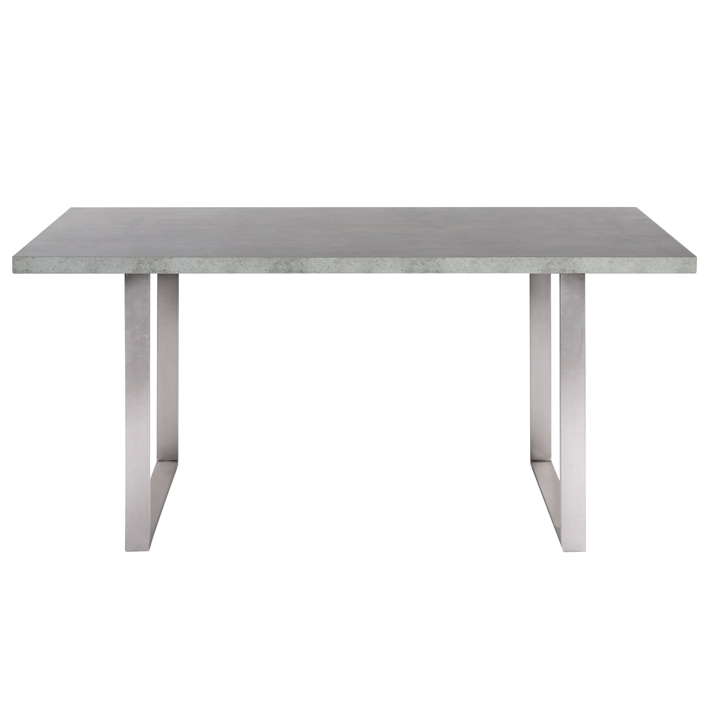 Dining Table with Cement Gray Laminate Top and Brushed Stainless Steel Base
