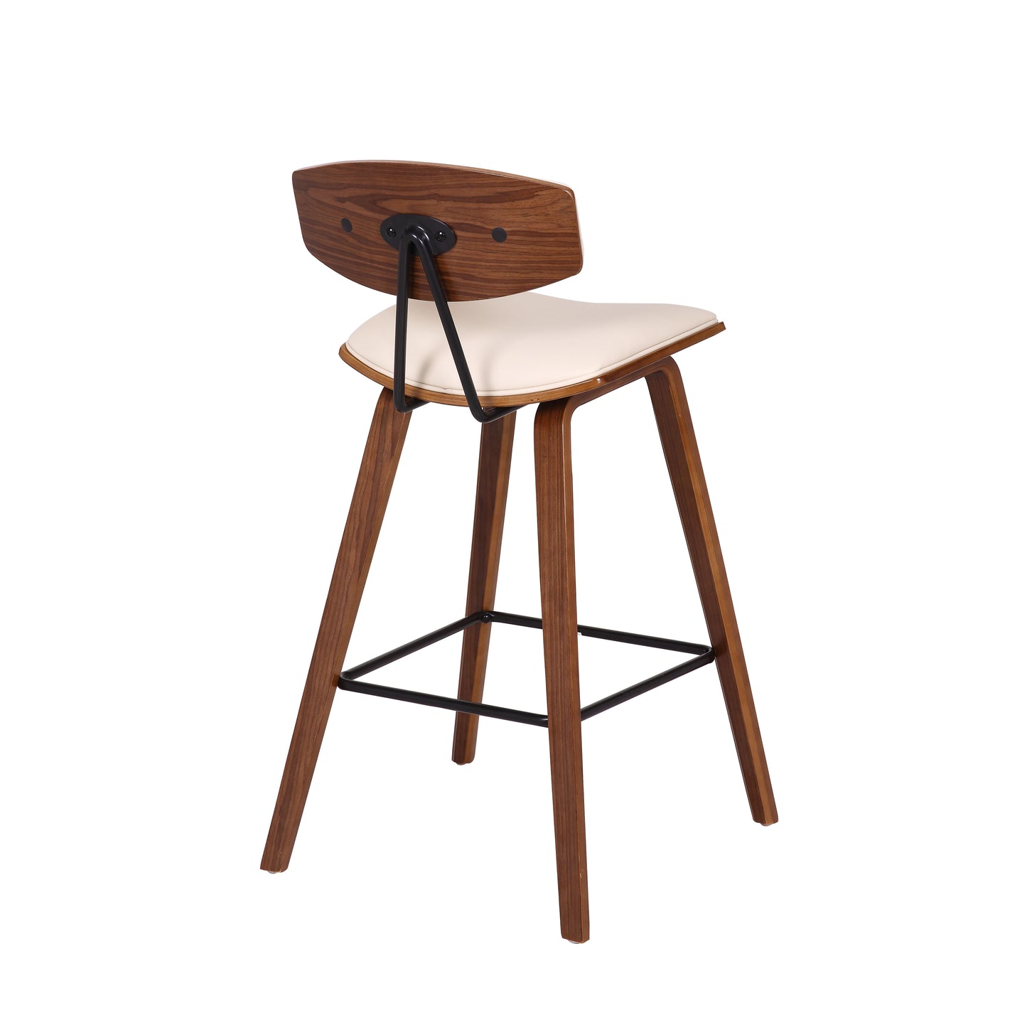 Fox 25.5" Counter Height Cream Faux Leather and Walnut Wood Bar Stool