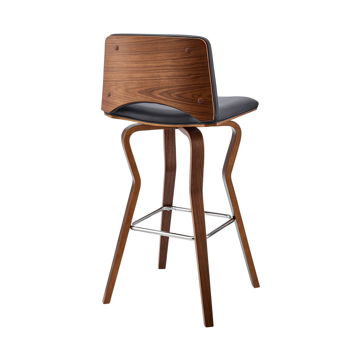 Gerty 30" Swivel Grey Faux Leather and Walnut Wood Bar Stool