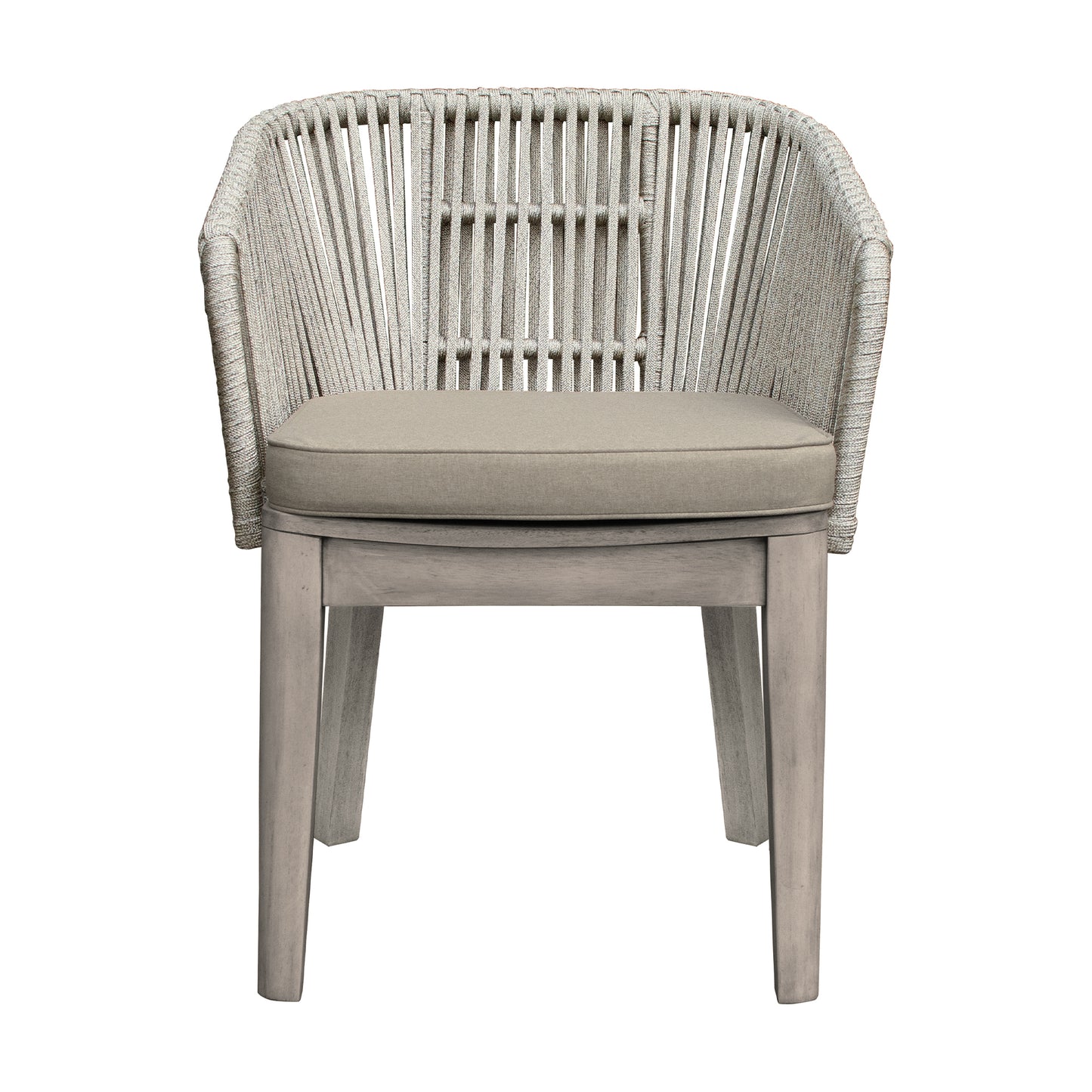 Haiti Patio Dining Chairs with Arms in Grey Acacia Wood and Rope - Set of 2