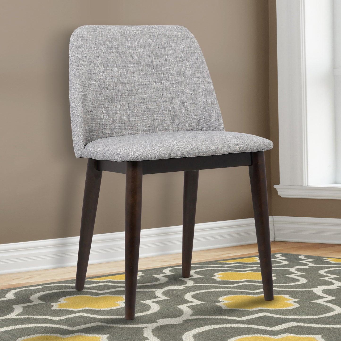 Horizon Contemporary Dining Chair in Light Gray Fabric - Set of 2