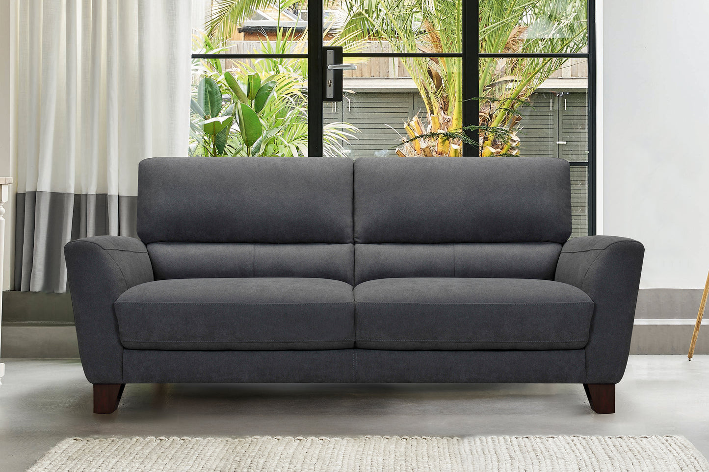 Kester 81" Square Arm Dark Gray Fabric Sofa