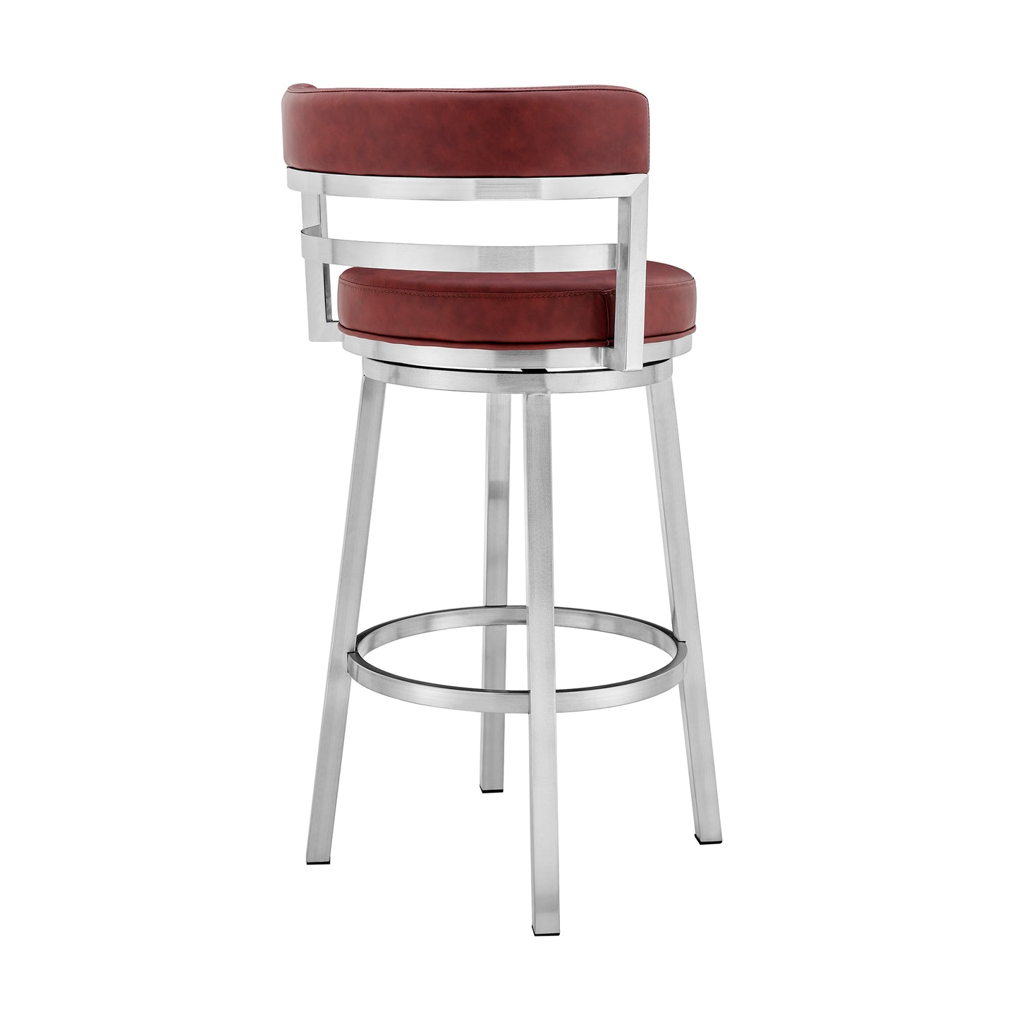 Madrid 26" Counter Height Swivel Red Faux Leather Bar Stool