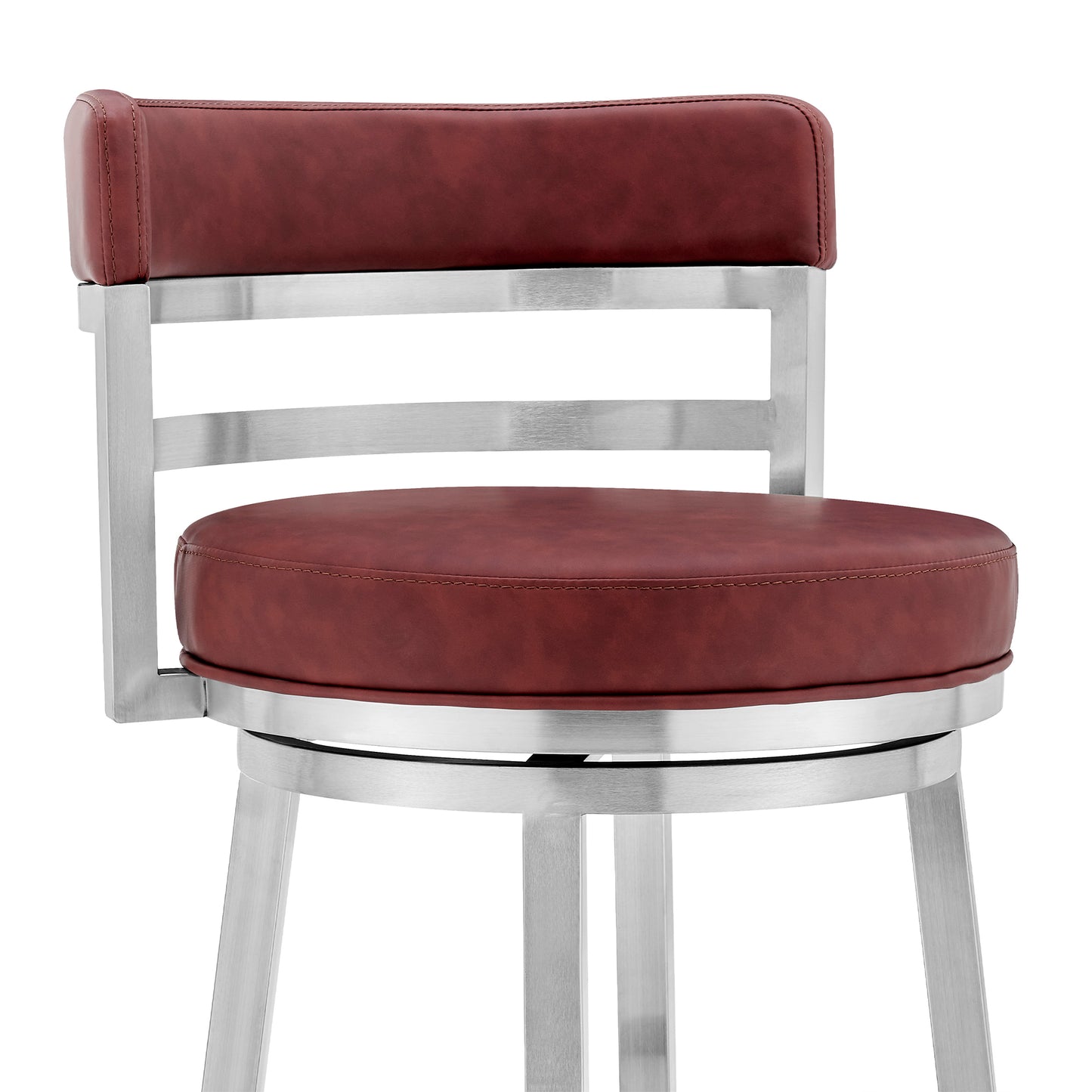 Madrid 26" Counter Height Swivel Red Faux Leather Bar Stool