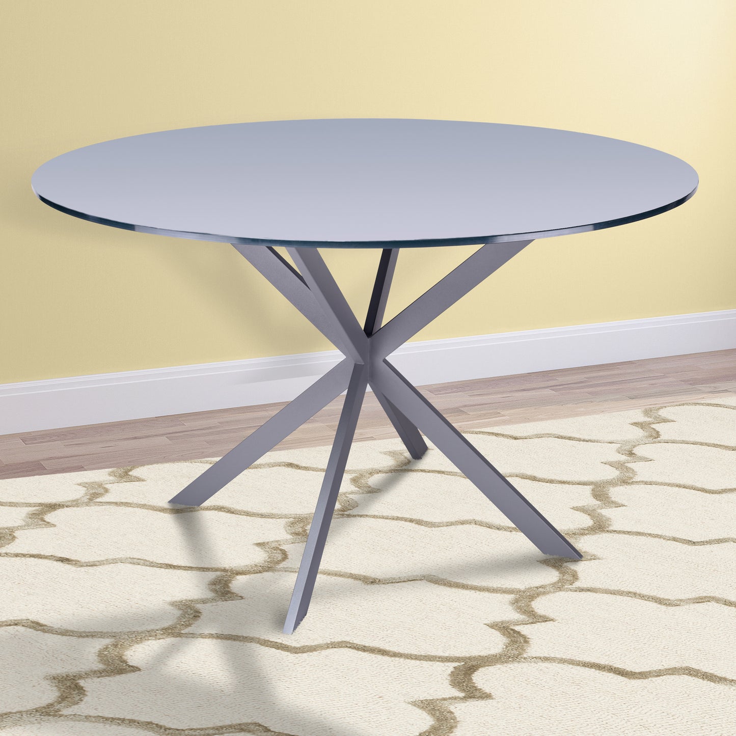 Mystere Modern Dining Table in Gray Powder Coated finish