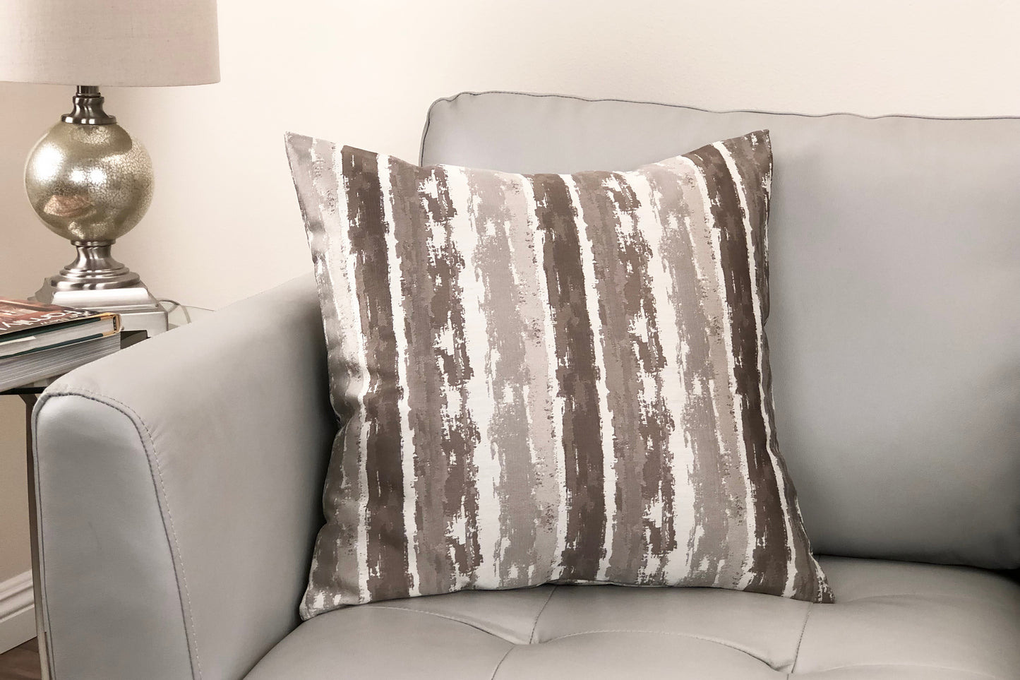 Murray Decorative Feather and Down Throw Pillow In Stone Jacquard Fabric