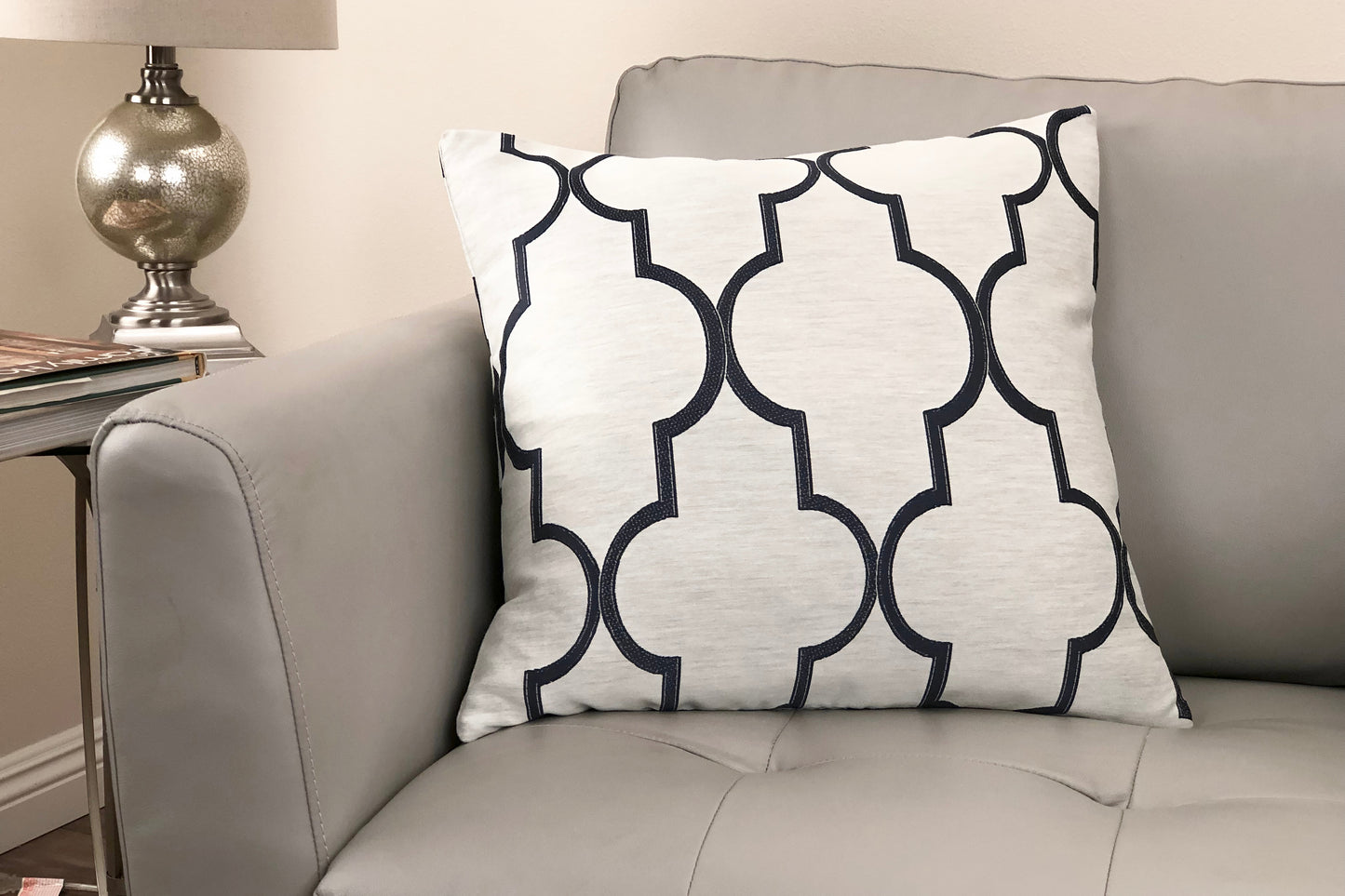 Paxton Decorative Feather and Down Throw Pillow In Cobalt Jacquard Fabric