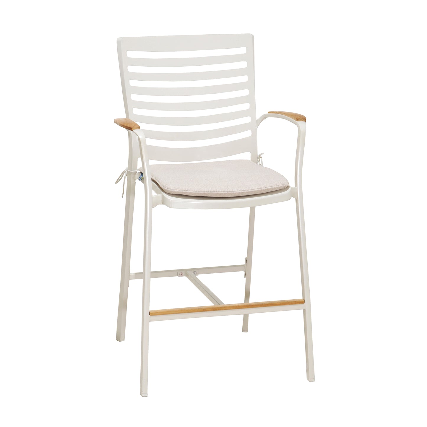 Portals Patio Aluminum Barstool in Light Matte Sand
