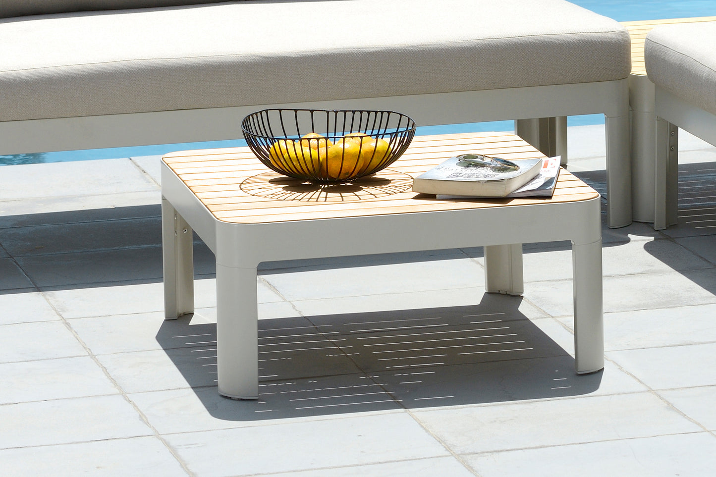 Portals Square Coffee Table in Light Matte Sand Finish