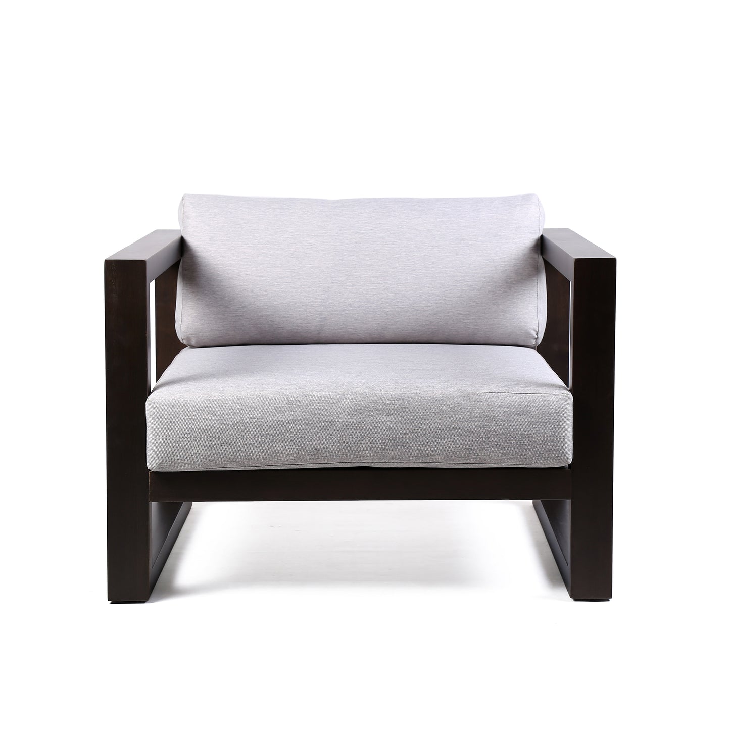 Paradise Outdoor Dark Eucalyptus Wood Lounge Chair with Grey Cushions