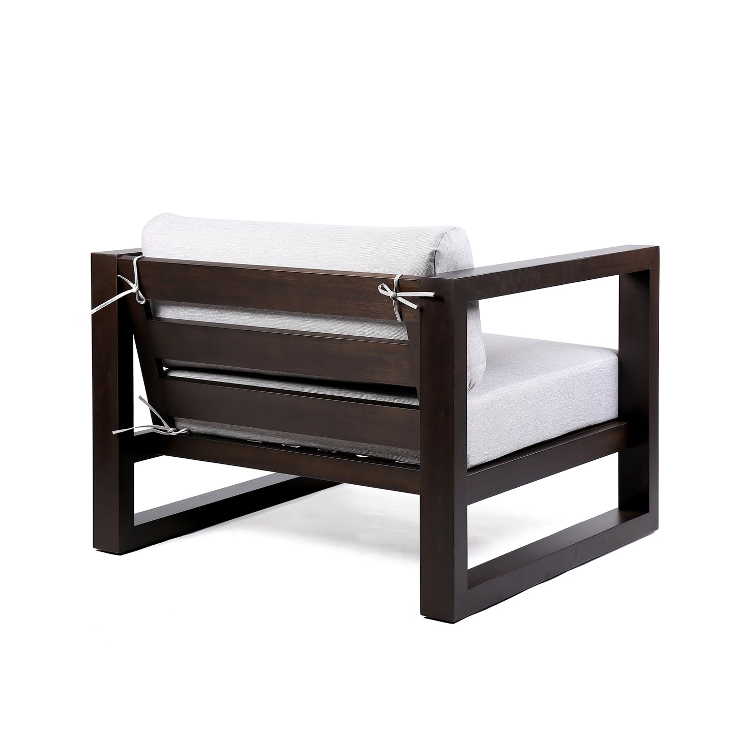 Paradise Outdoor Dark Eucalyptus Wood Lounge Chair with Grey Cushions