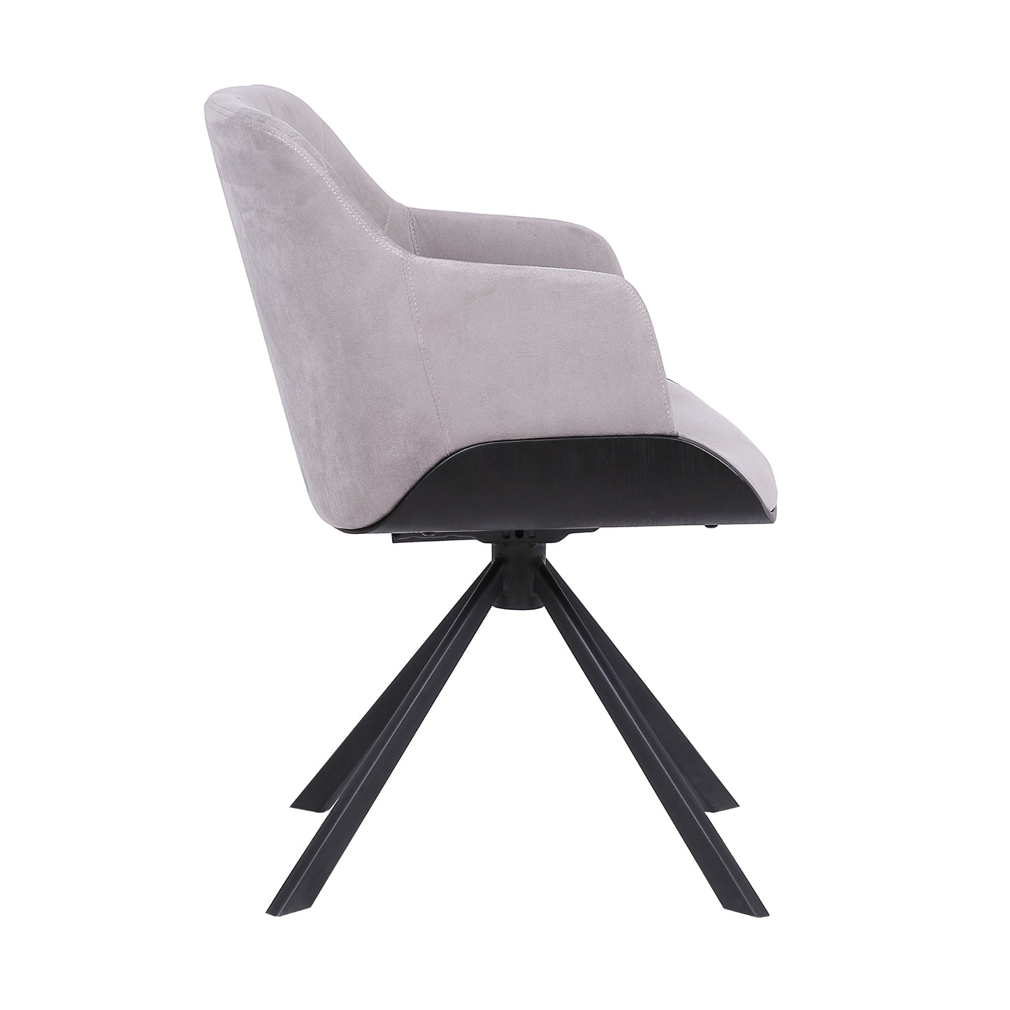 Puma Contemporary Dining Chair in Black Powder Coated Finish with Gray Velvet