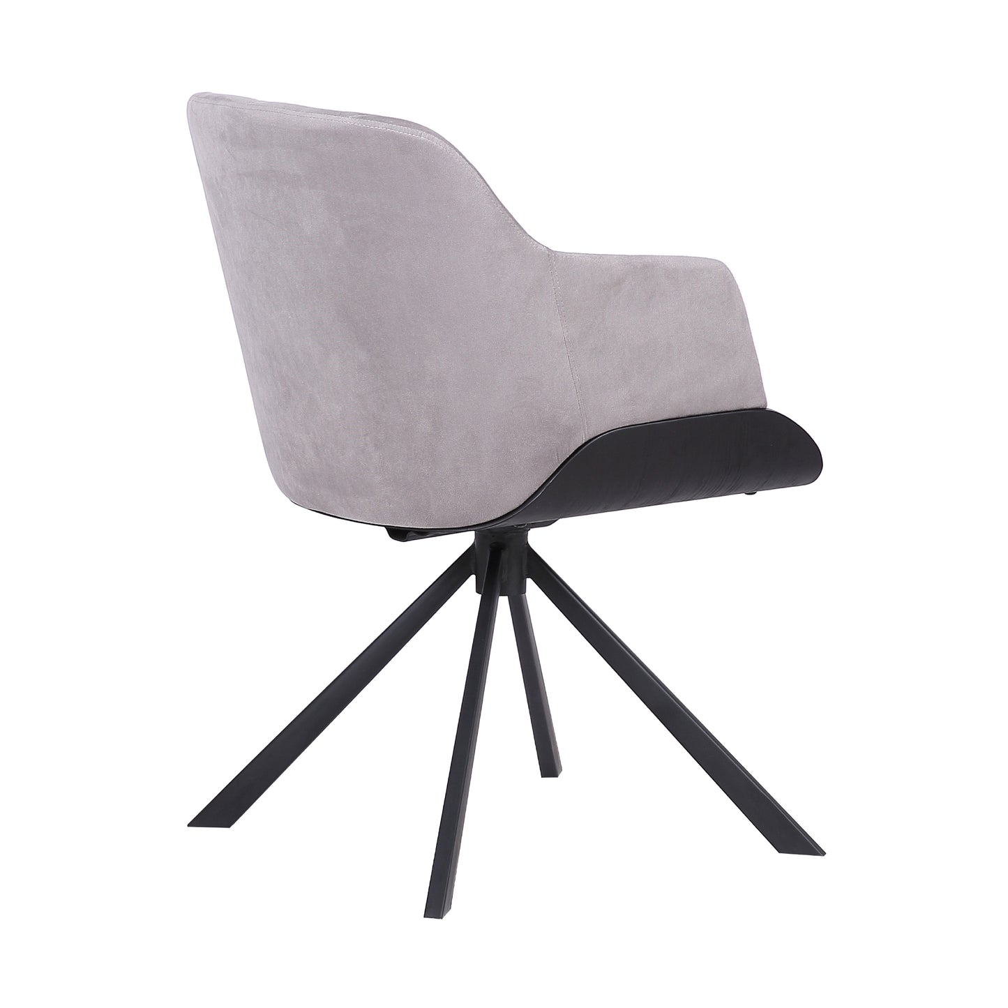 Puma Contemporary Dining Chair in Black Powder Coated Finish with Gray Velvet