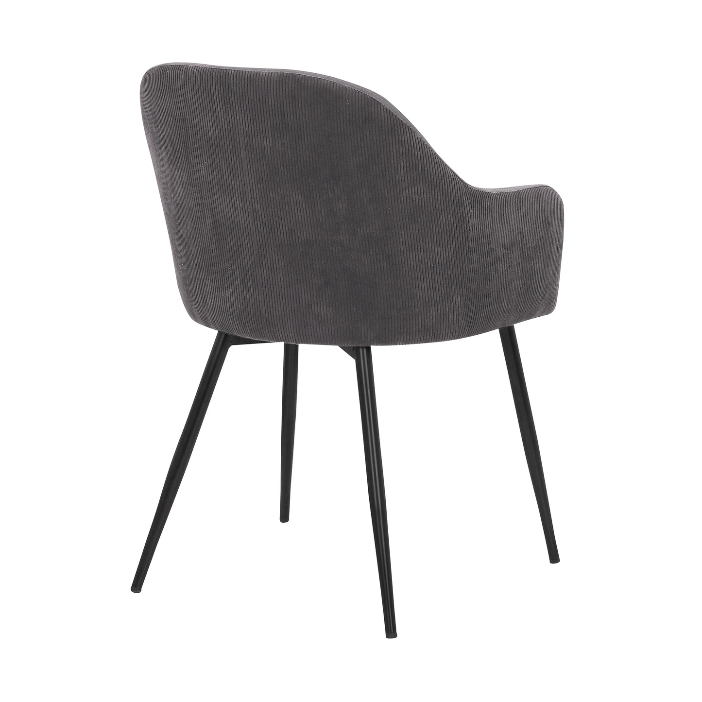 Pixie Dark Grey and Black Fabric Dining Room Chair with Black Metal Legs
