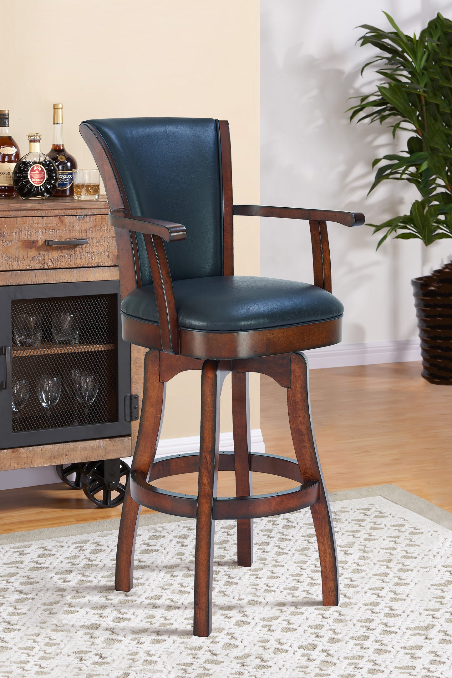 Raleigh Arm 26" Counter Height Swivel Barstool in Rustic Cordovan Finish