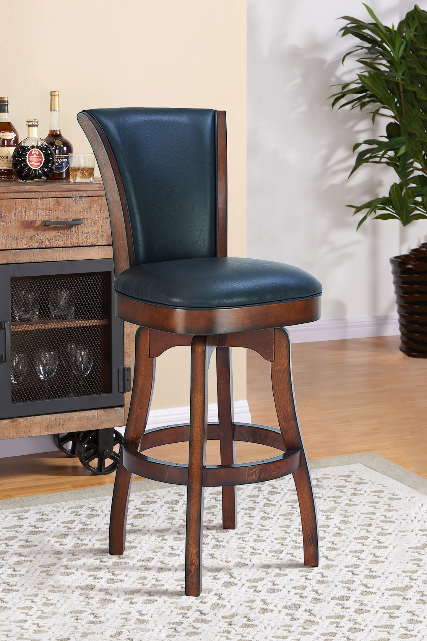 Raleigh 26" Counter Height Swivel Barstool in Rustic Cordovan Finish
