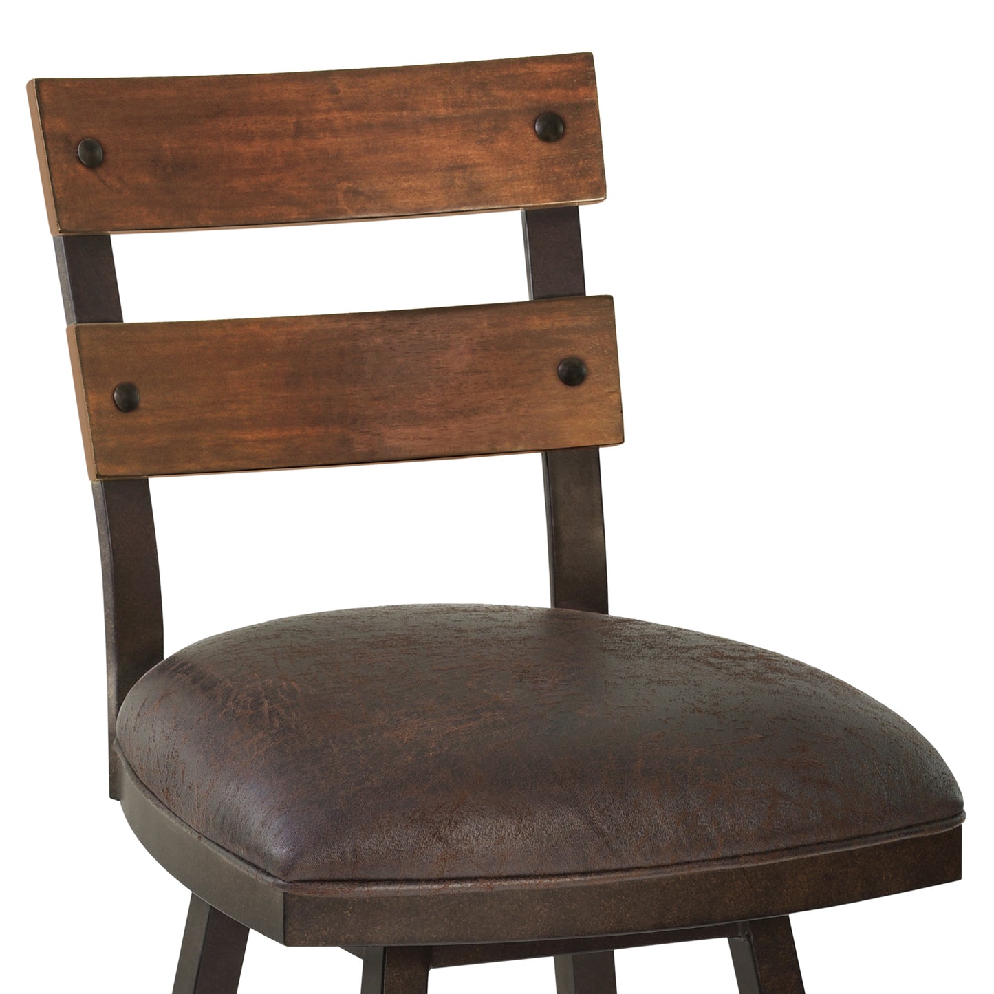 Saugus 30" Bar Height Metal Swivel Barstool in Bandero Espresso Fabric