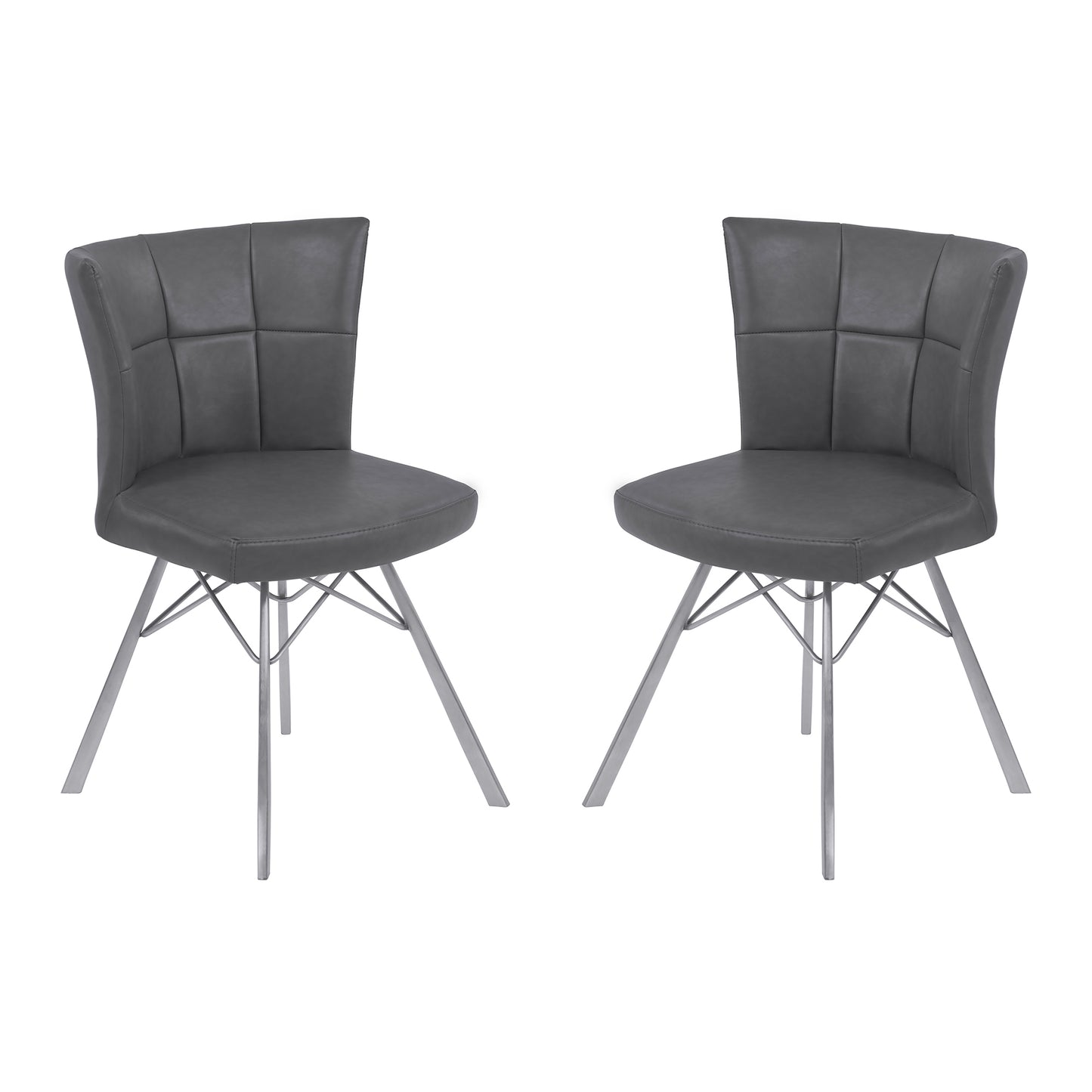 Spago Contemporary Dining Chair in Vintage Gray Faux Leather - Set of 2