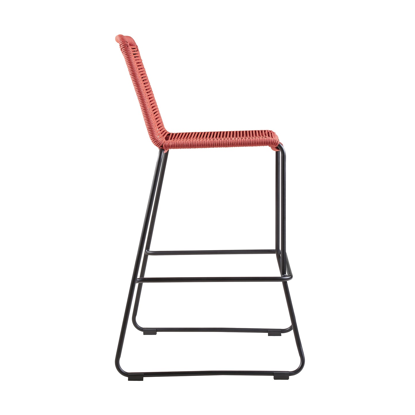 Shasta 26" Metal and Rope Stackable Barstool in Brick Red