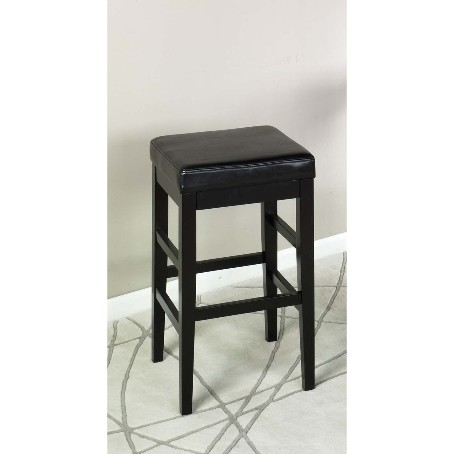 Sonata 26" Stationary Barstool in Black Bonded Leather