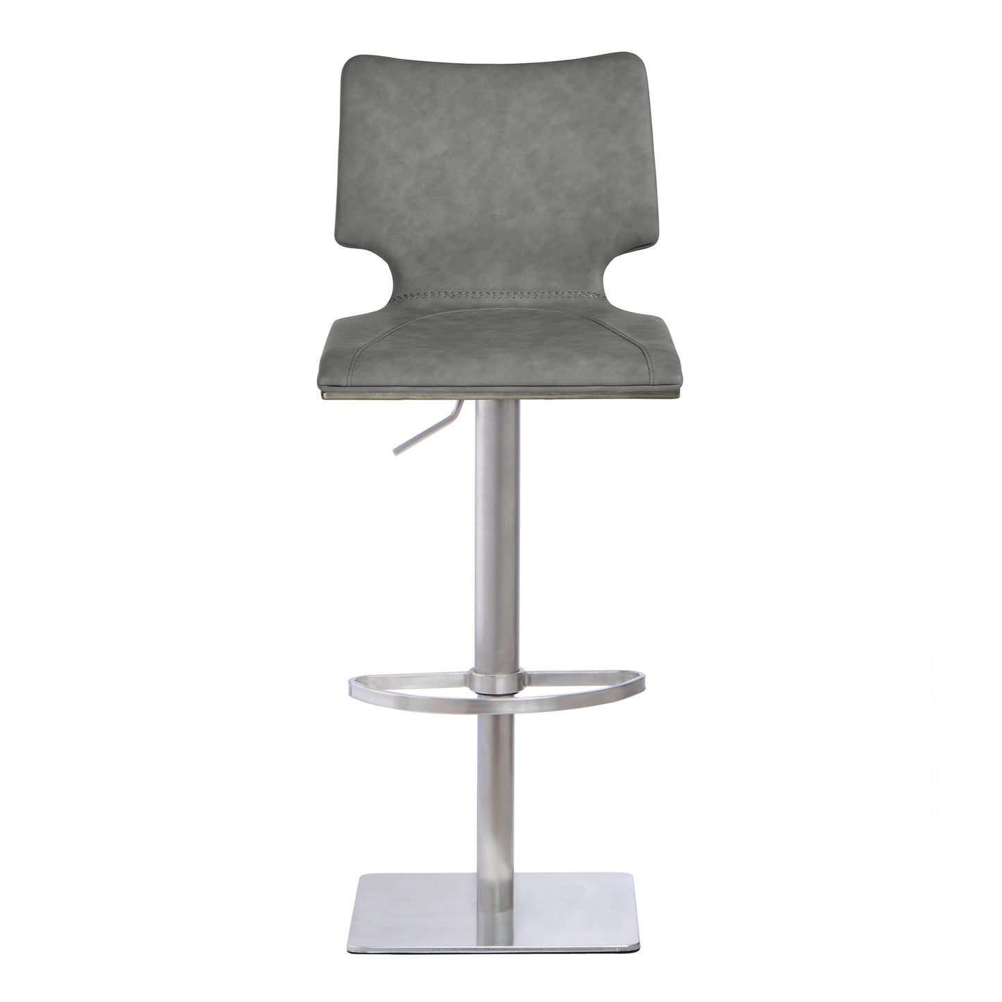 Sydney Adjustable Barstool in Brushed Stainless Steel with Gray Faux Leather