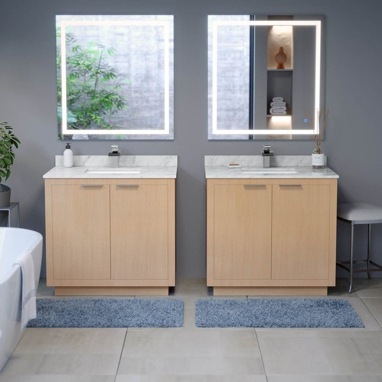 Luci 34x36 Inch LED Mirror with Memory Dimmer and Defogger