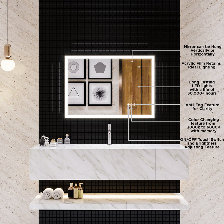 Arpella Lucent 60 in. x 36 in. Wall Mounted LED Vanity Mirror