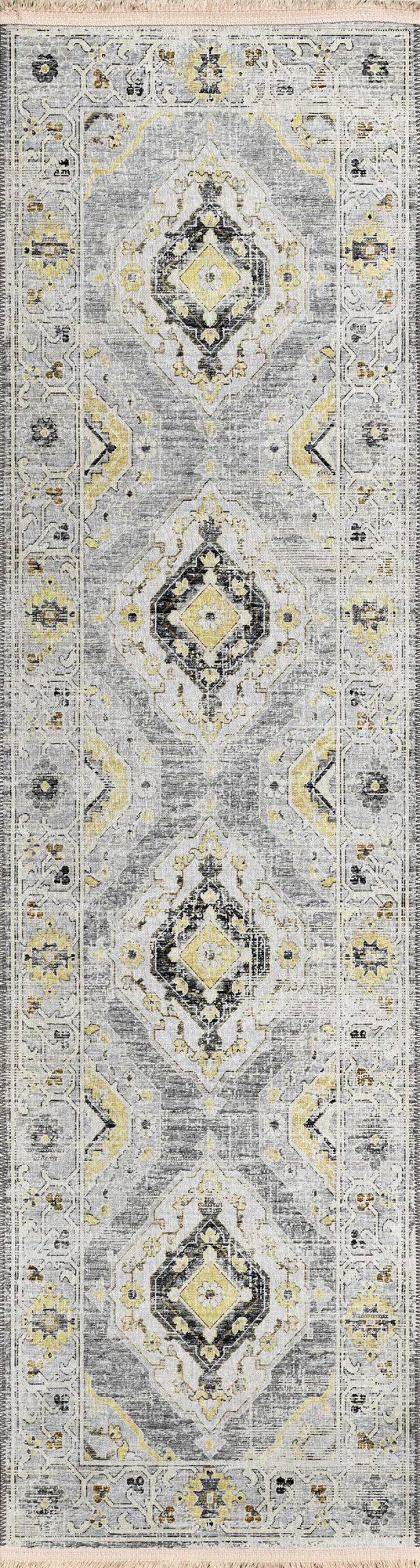 Indoor/Outdoor Marbella MB1 Grey Washable 2'3" x 12' Runner Rug