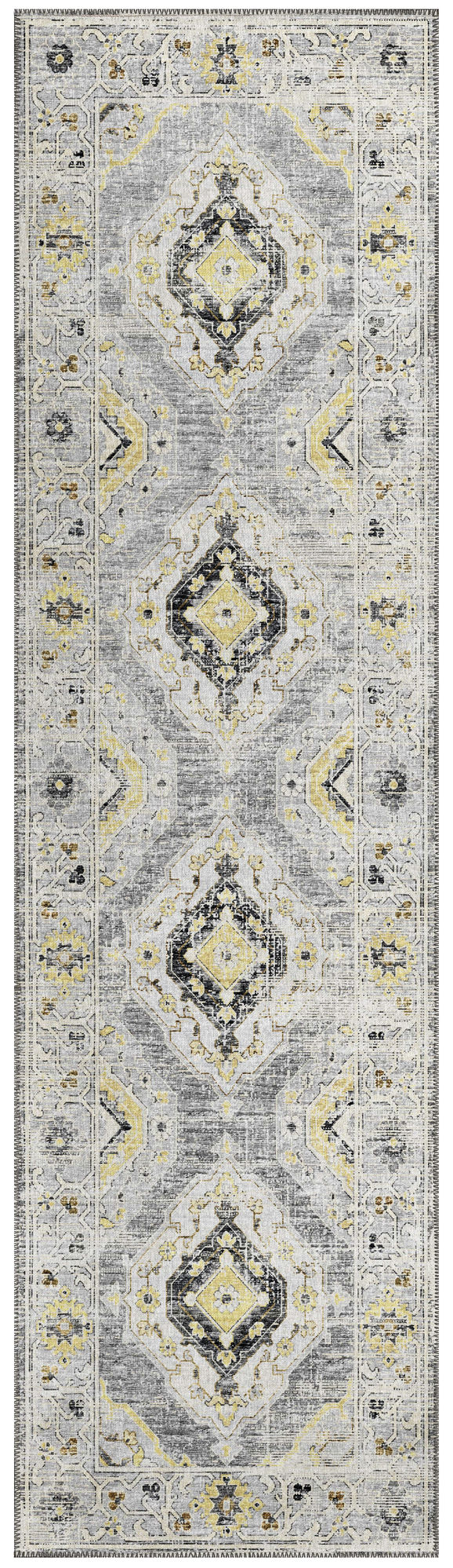 Indoor/Outdoor Marbella MB1 Grey Washable 2'3" x 7'6" Runner Rug