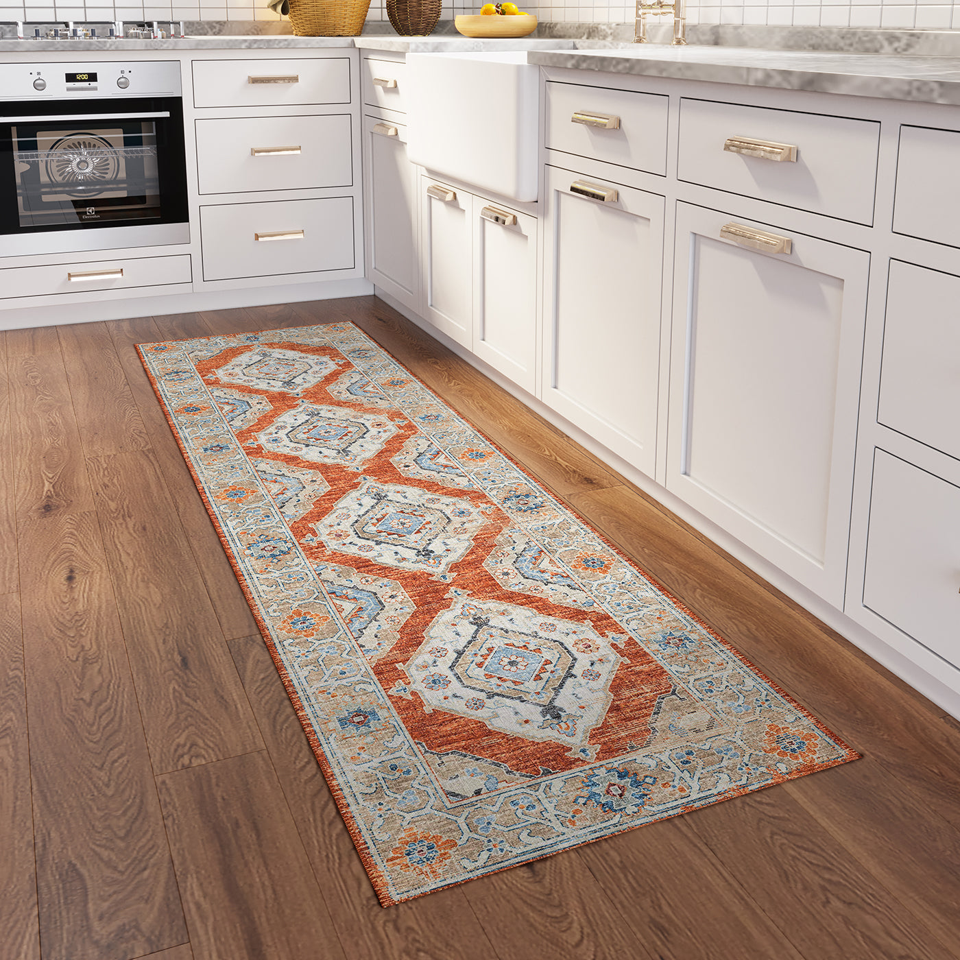 Indoor/Outdoor Marbella MB1 Spice Washable 2'3" x 7'6" Runner Rug