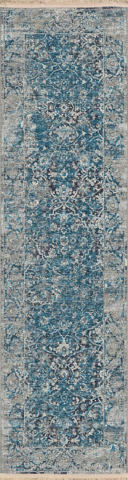 Indoor/Outdoor Marbella MB2 Navy Washable 2'3" x 10' Runner Rug