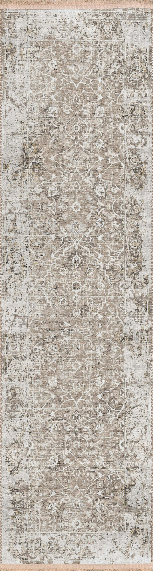 Indoor/Outdoor Marbella MB2 Taupe Washable 2'3" x 10' Runner Rug