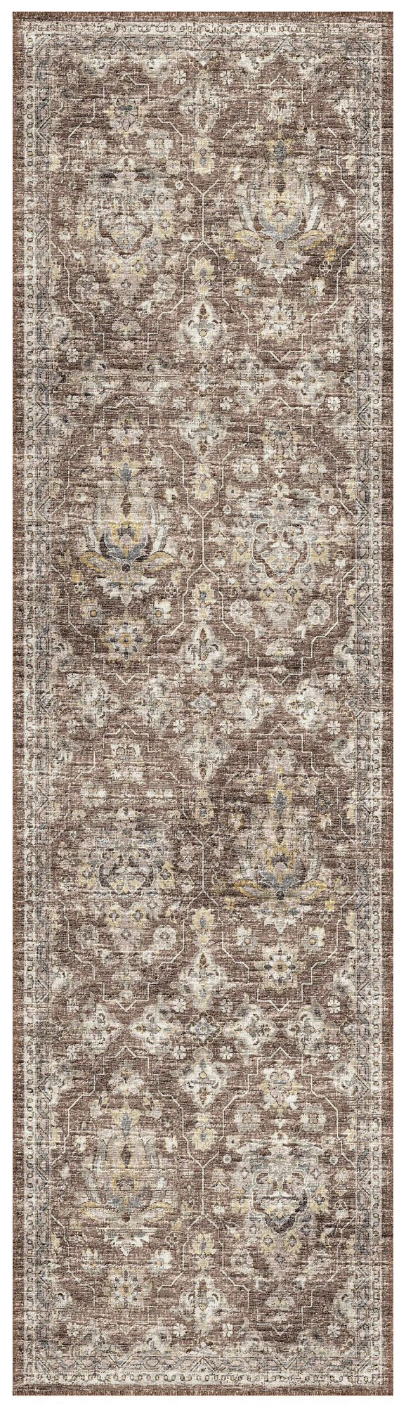 Indoor/Outdoor Marbella MB4 Mocha Washable 2'3" x 7'6" Runner Rug