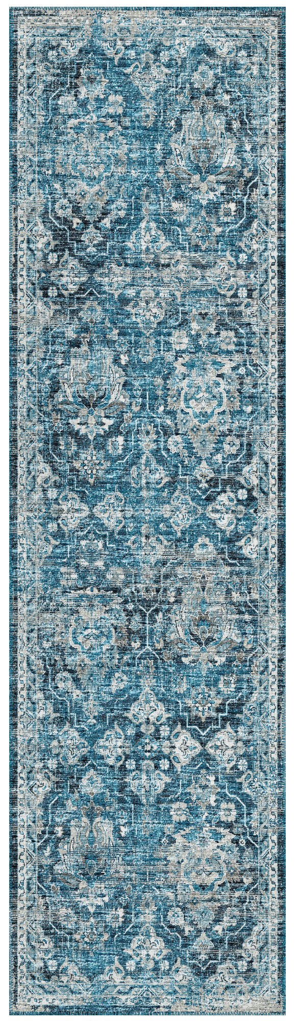 Indoor/Outdoor Marbella MB4 Navy Washable 2'3" x 7'6" Runner Rug