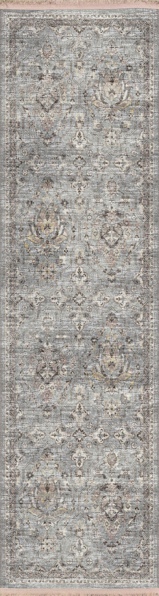 Indoor/Outdoor Marbella MB4 Silver Washable 2'3" x 12' Runner Rug